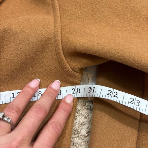 Ladies Avec Les Filles Camel Color Oversized Collar Hooded Coat Size Small - Picture 10 of 10